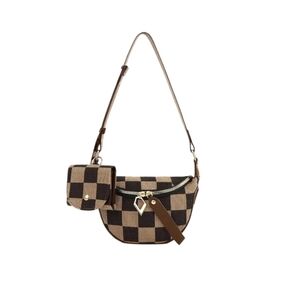 Stylish Checkered Brown Shoulder Bag